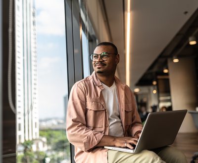 Businessman contemplating on the office