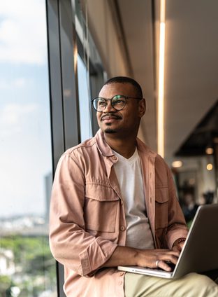 Businessman contemplating on the office