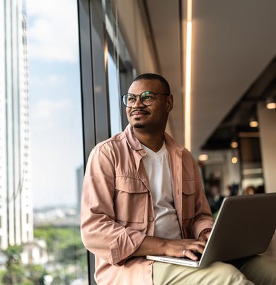 Businessman contemplating on the office
